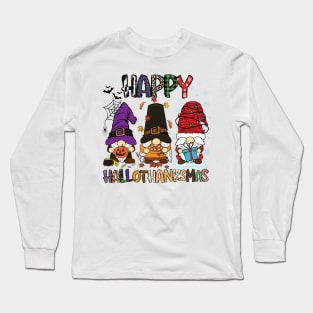 Happy HalloThanksMas Gnome Long Sleeve T-Shirt